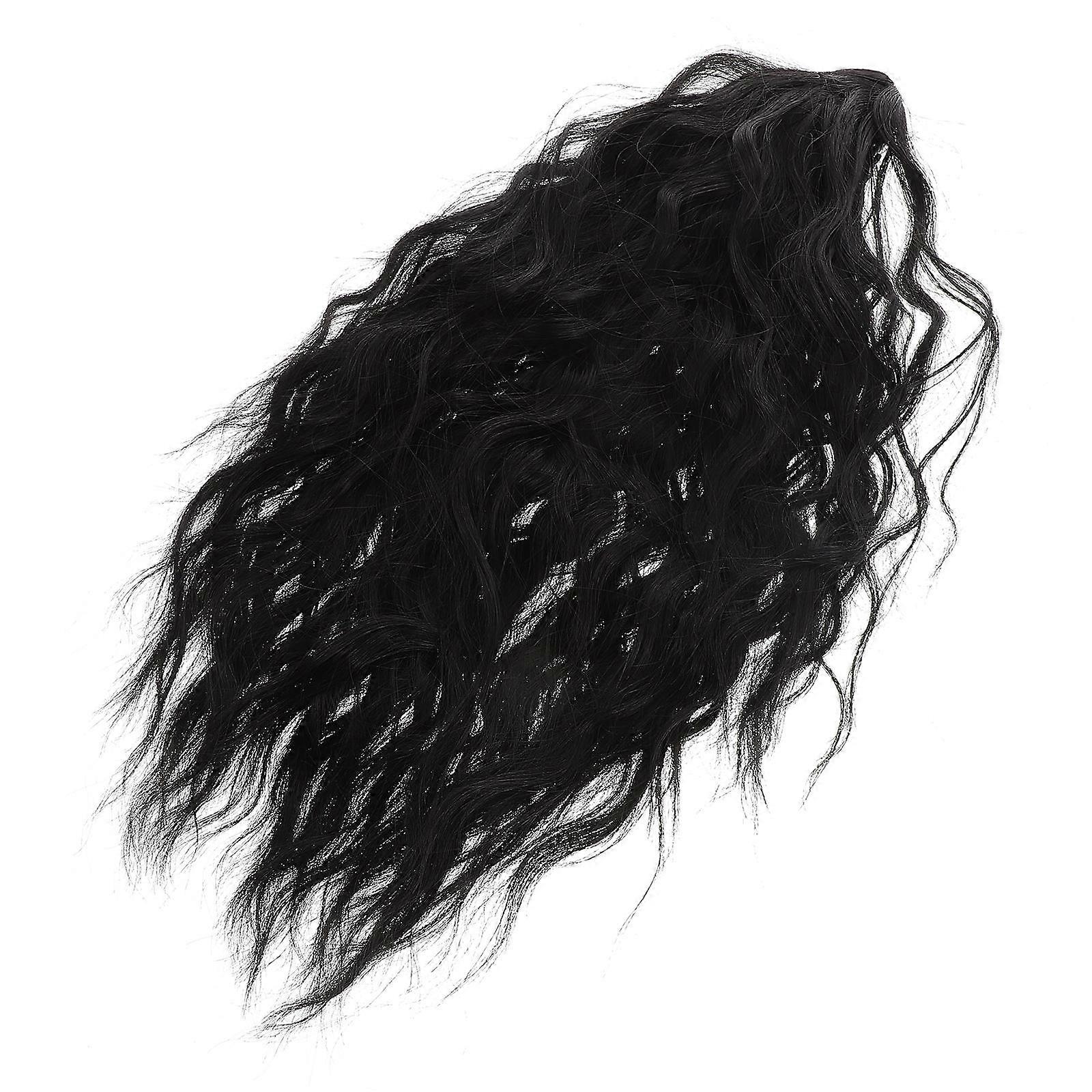 Curly Ponytail Extension Clip On Hairpiece For Stage Performances Black 40.00X10.00X3.50CM Drawstring 1Set