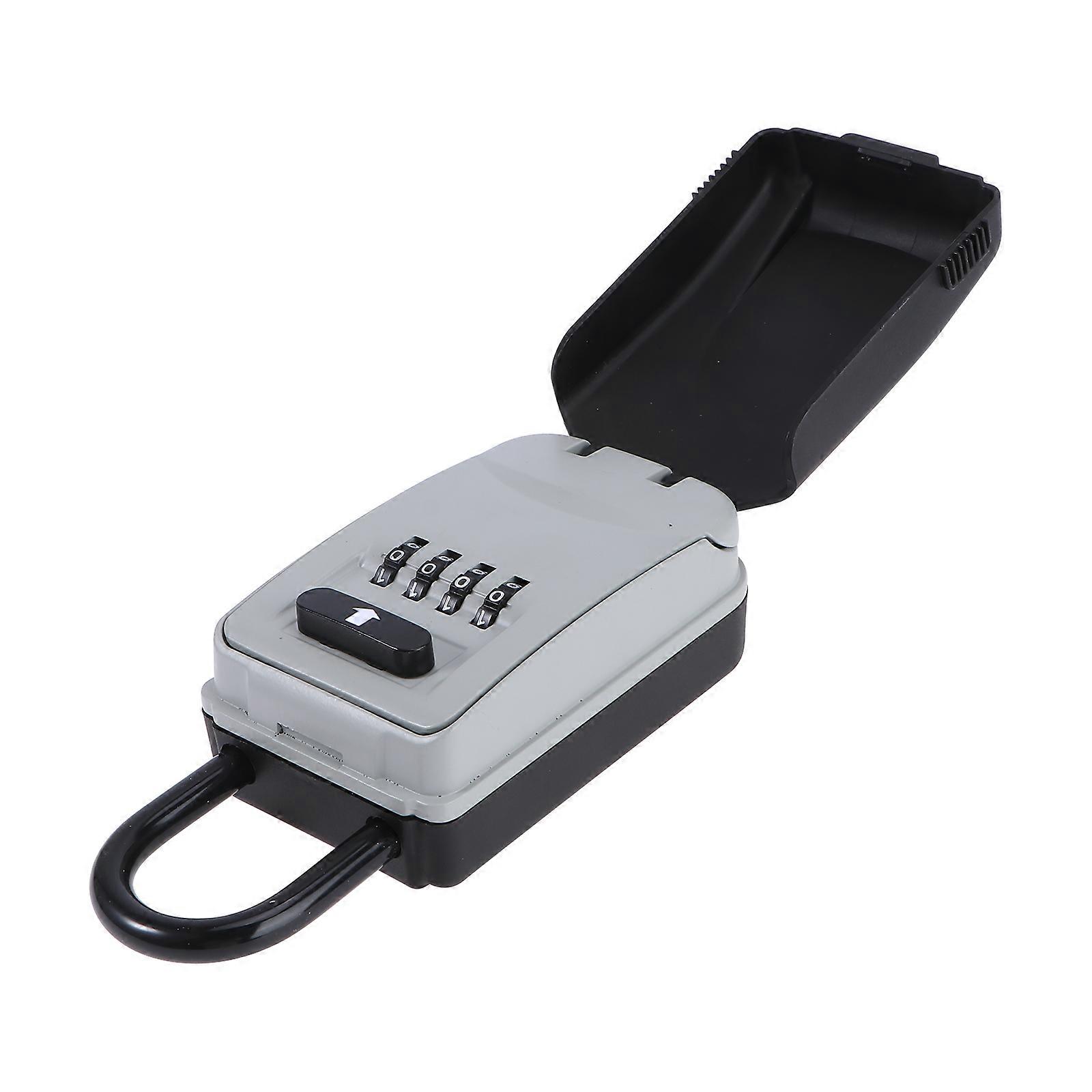 Alloy Steel Key Lock Box for Safety Use Portable with Hook Grey 6.3x4.3x2.8 Inches