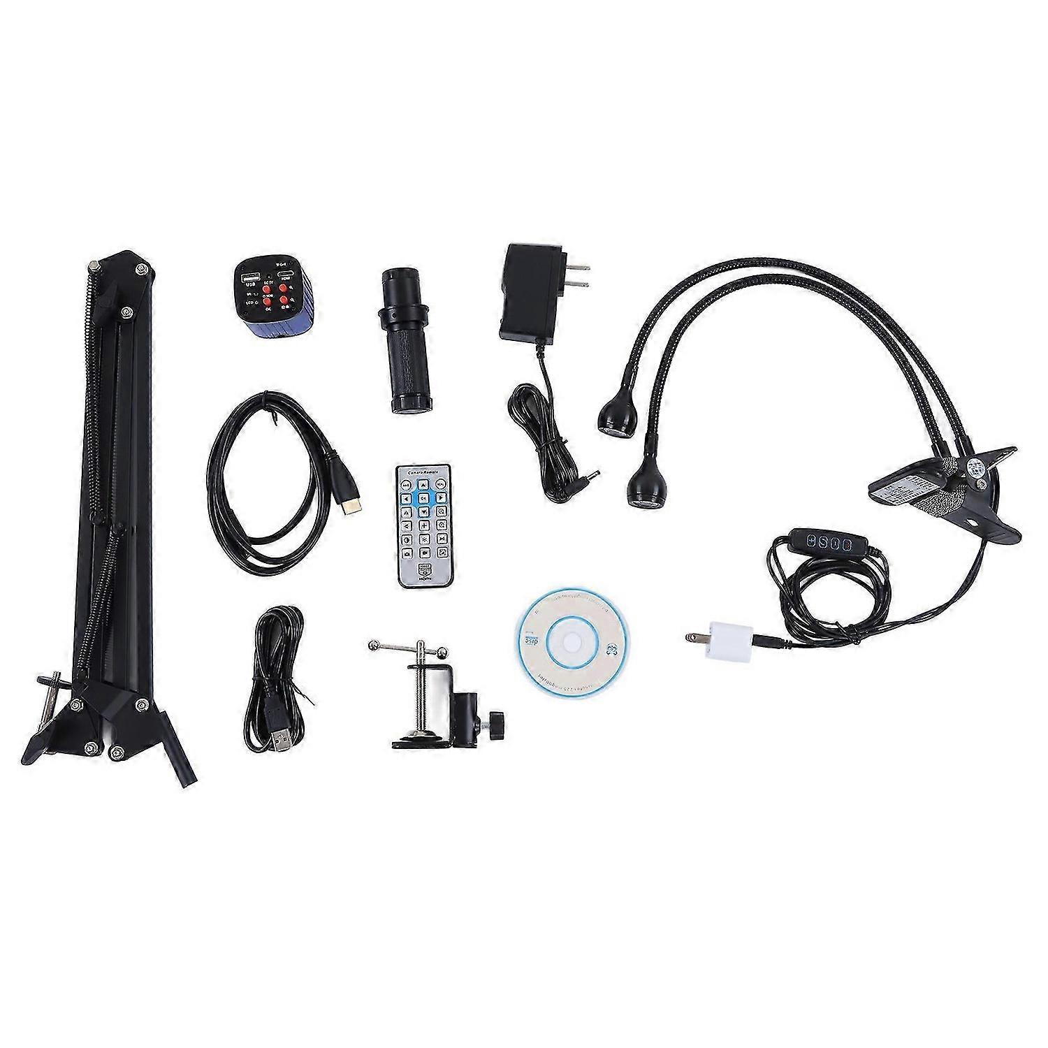 Industrial Microscope Camera 16MP 150X Double Head Clip Light Tight Connection Electronic Microscope Camera AC100240V US Plug