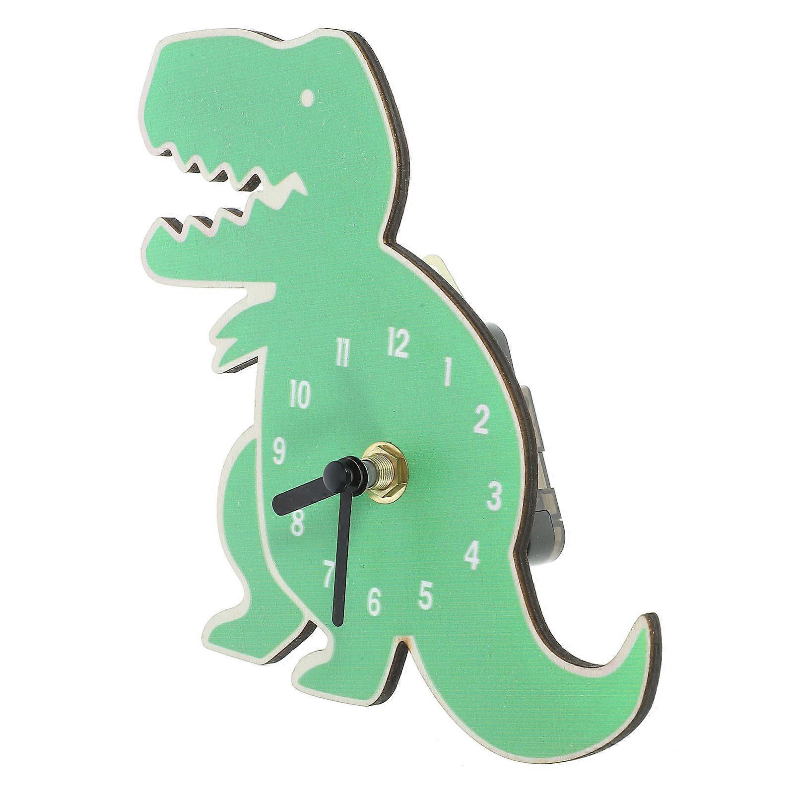 Kid's Room Clock Wooden Green Wall Clock Decor with Time Learning Function for Daily Use
