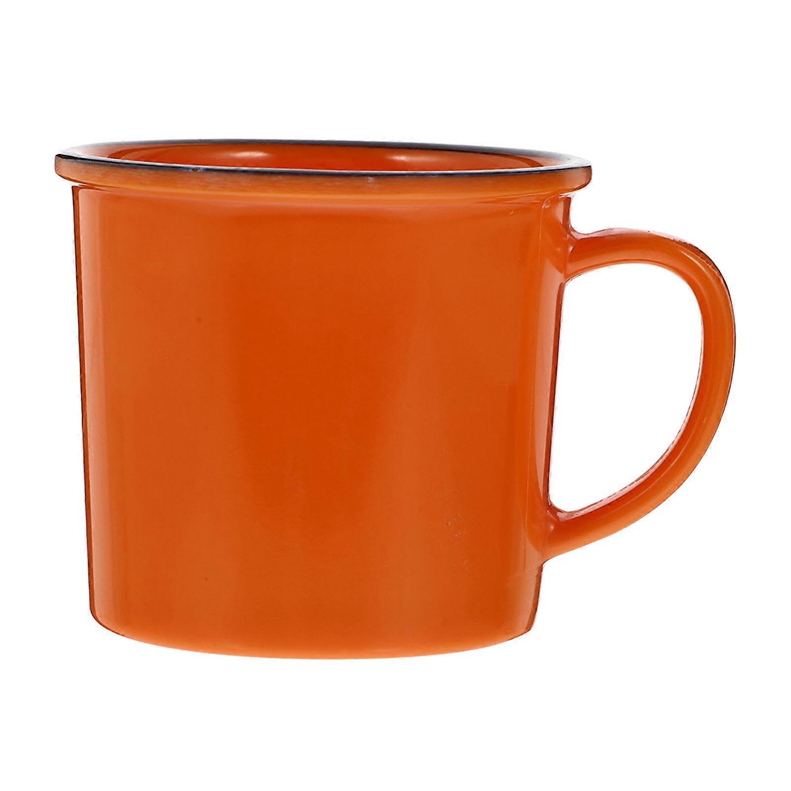 Retro Enamel Cup Vintage Style Tea Cup Coffee Shop Multifunctional Orange 1Set