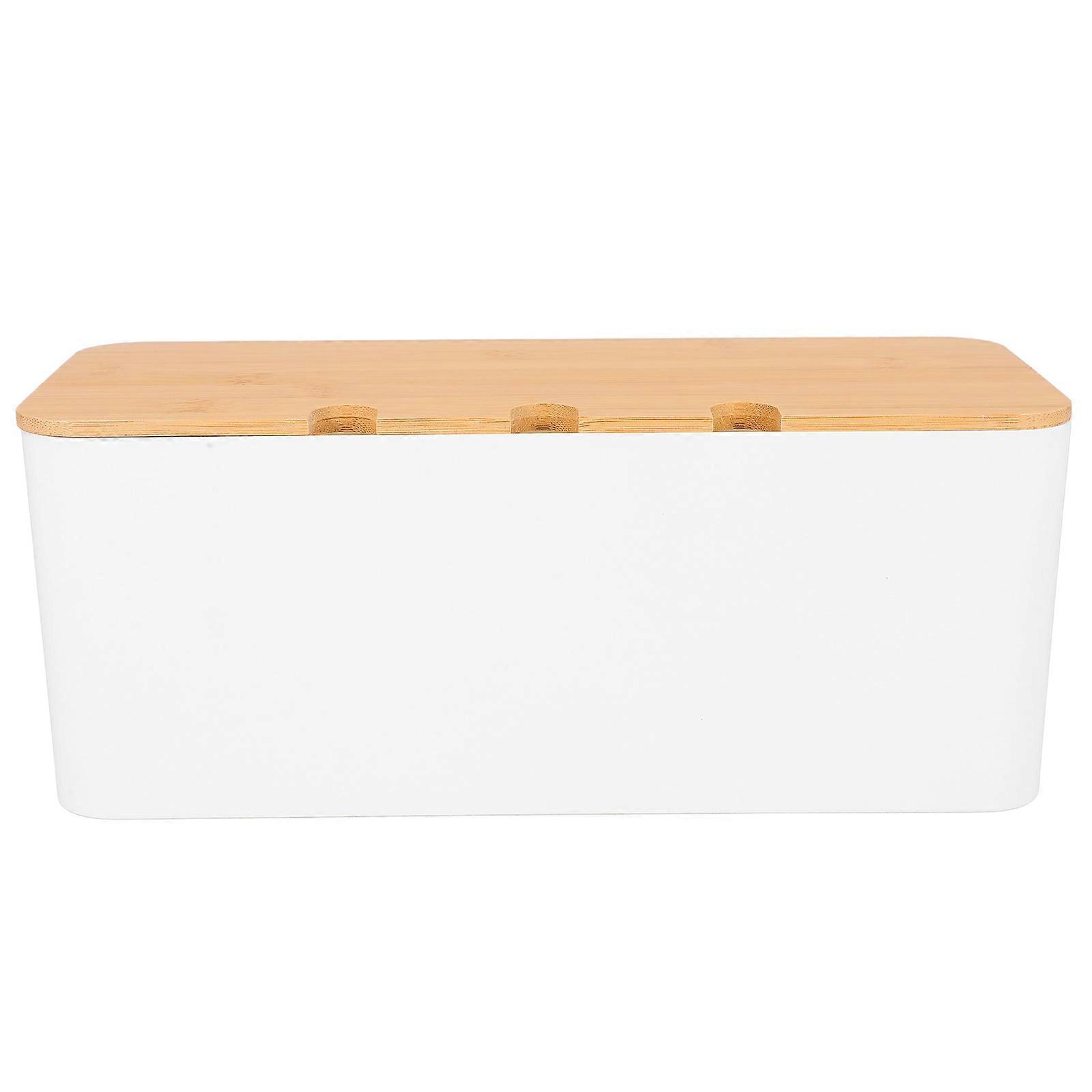 Appliance Cord Organiser Cable Storage Strip Router Storage Rectangular Bamboo Material Home Office Desktop Organization 1Set