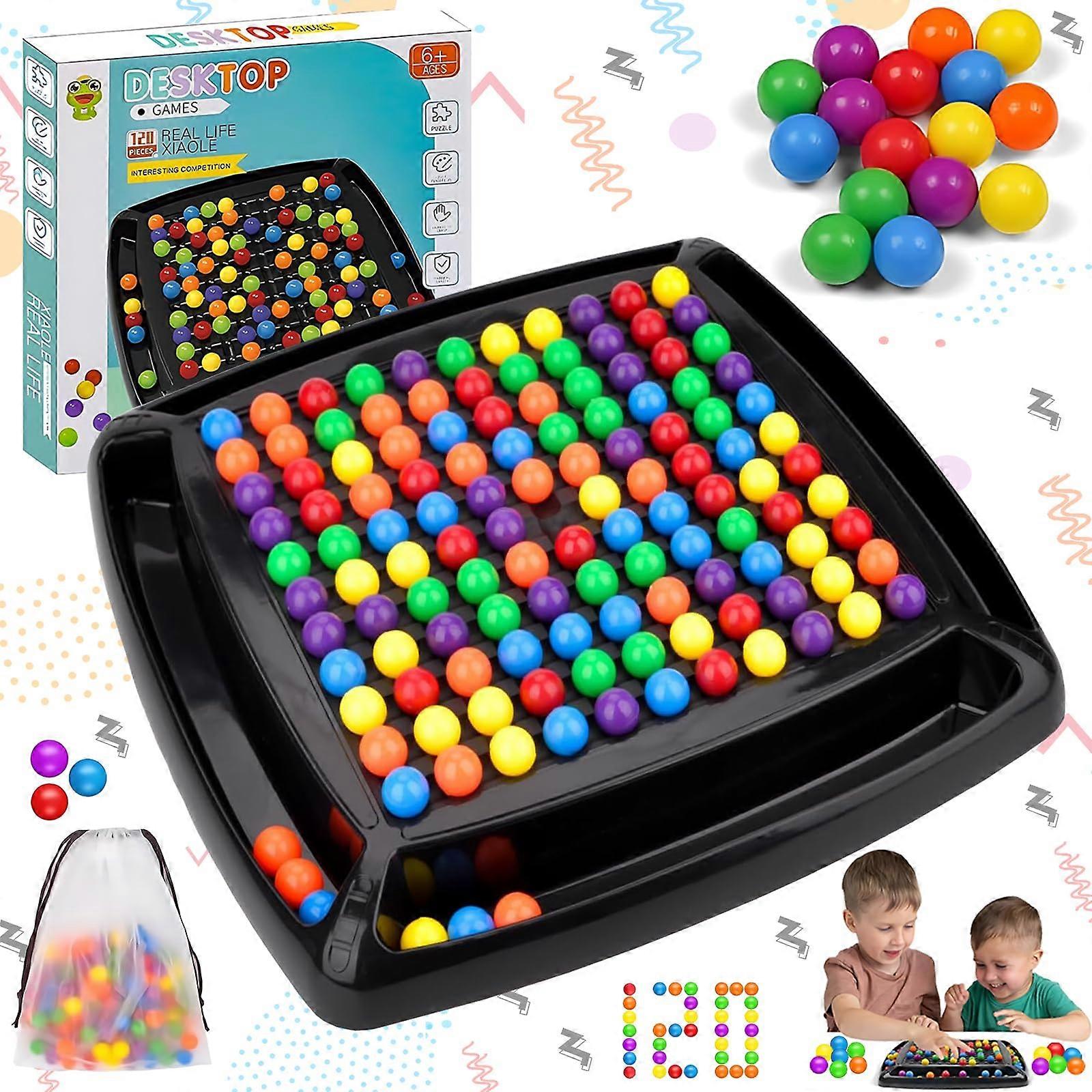 Rainbow Chess Board Game for Kids and Family, Colorful Elimination Puzzle with 120 Balls and Storage Bag