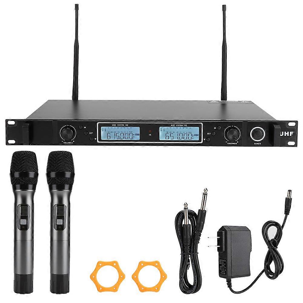 Handheld Dual Mic UHF Wireless Microphone for Public Speaking or Karaoke