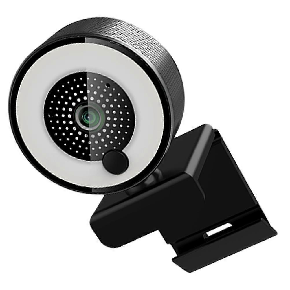 Live Streaming Camera Web Camera with Mic and Adjustable Ring Light 6.4x6.4cm Black 1Set
