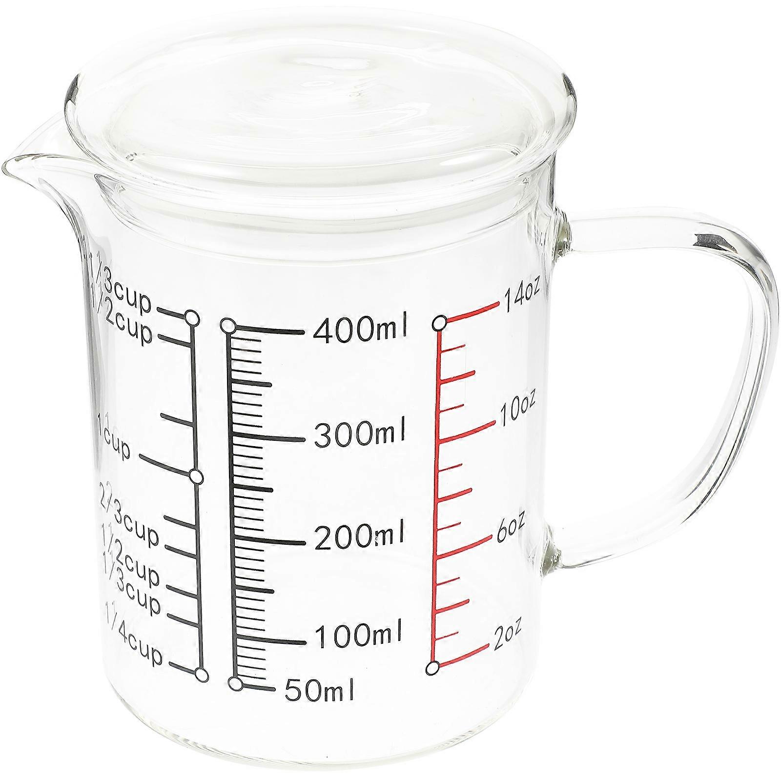 Household Covered Glass Measuring Cup for Milk, Coffee – Multi Function with Clear Measurement Markings for Home & Restaurant Use