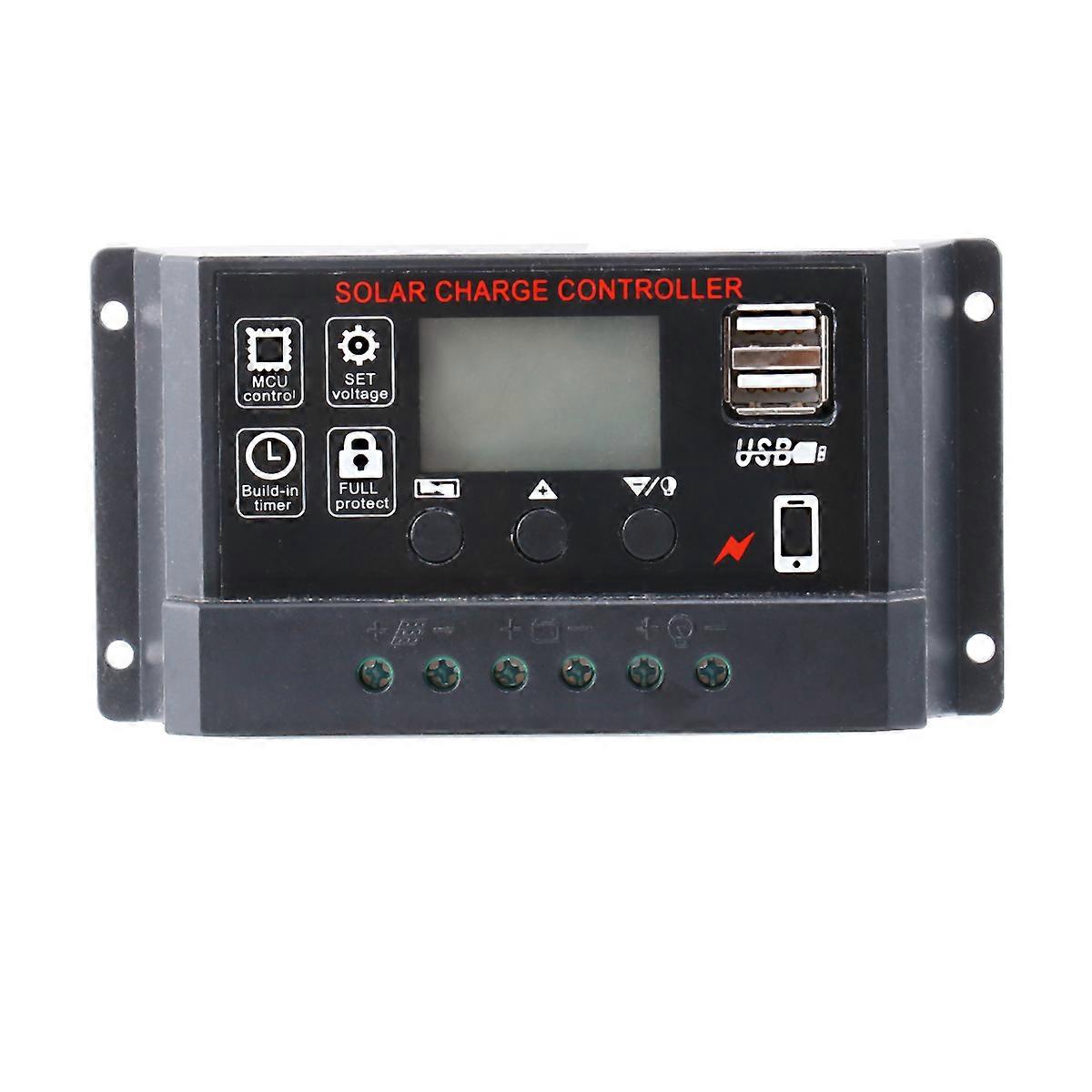 Lithium Solar Charge Controller Fully Automatic Universal Controller Black for Solar Panel Power Supply Regulator 13.4x7x3cm Voltage Regulation 1Pcs