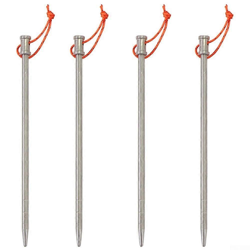4 Ti Tent Stakes with Reflective Rope, 20 cm Durable Ground Anchors for Secure Outdoor Activities and Camping