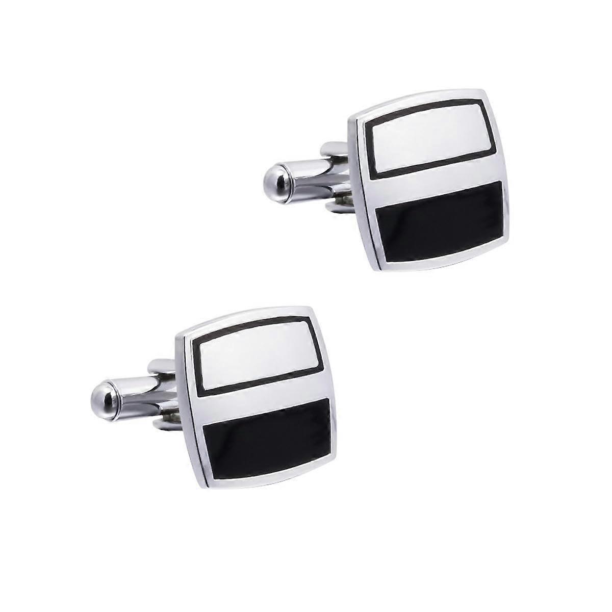 Quadratic Smooth Drop Enamel Metal Cufflinks for French Cuff Shirts for Men