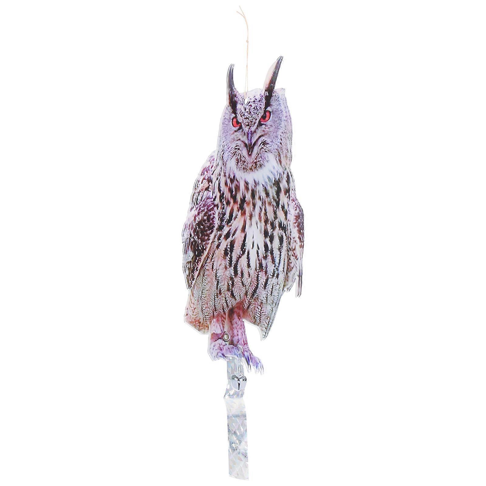 Reflective Hanging Owl Decoration Realistic 360 Degree Bird Deterrent with Scary Eyes for Gardens and Outdoor Spaces Easy To Install