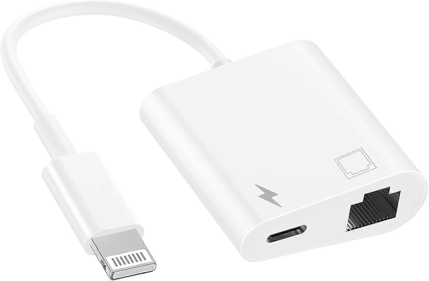 [Apple MFi-zertifiziert] Lightning-auf-Ethernet-Adapter, 2-in-1-RJ45-Ethernet-LAN-Netzwerkadapter, kompatibel mit iPhone 14/1