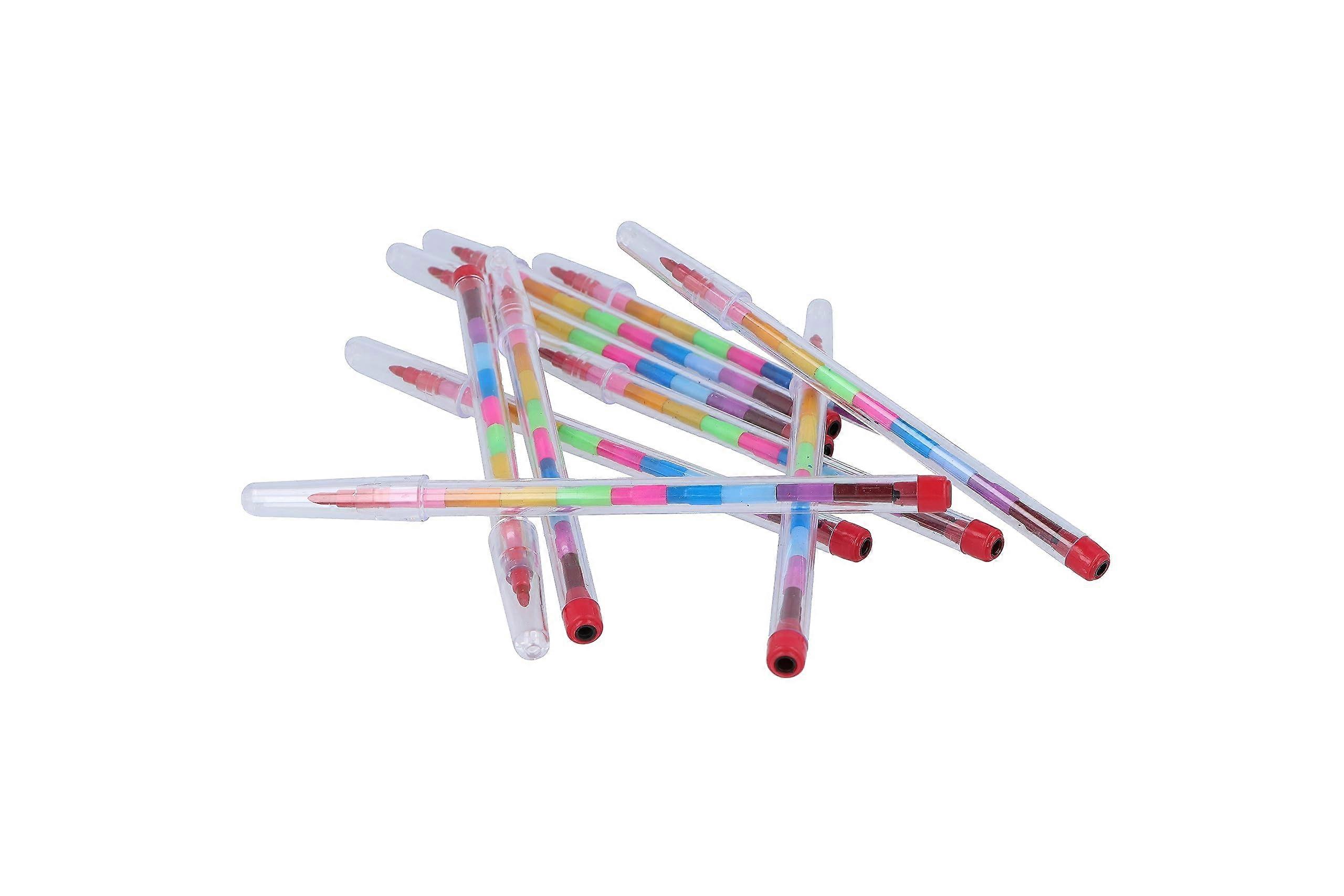 10 x Colour Change Funky Pencils Stackers Pop A Crayons multicoloured