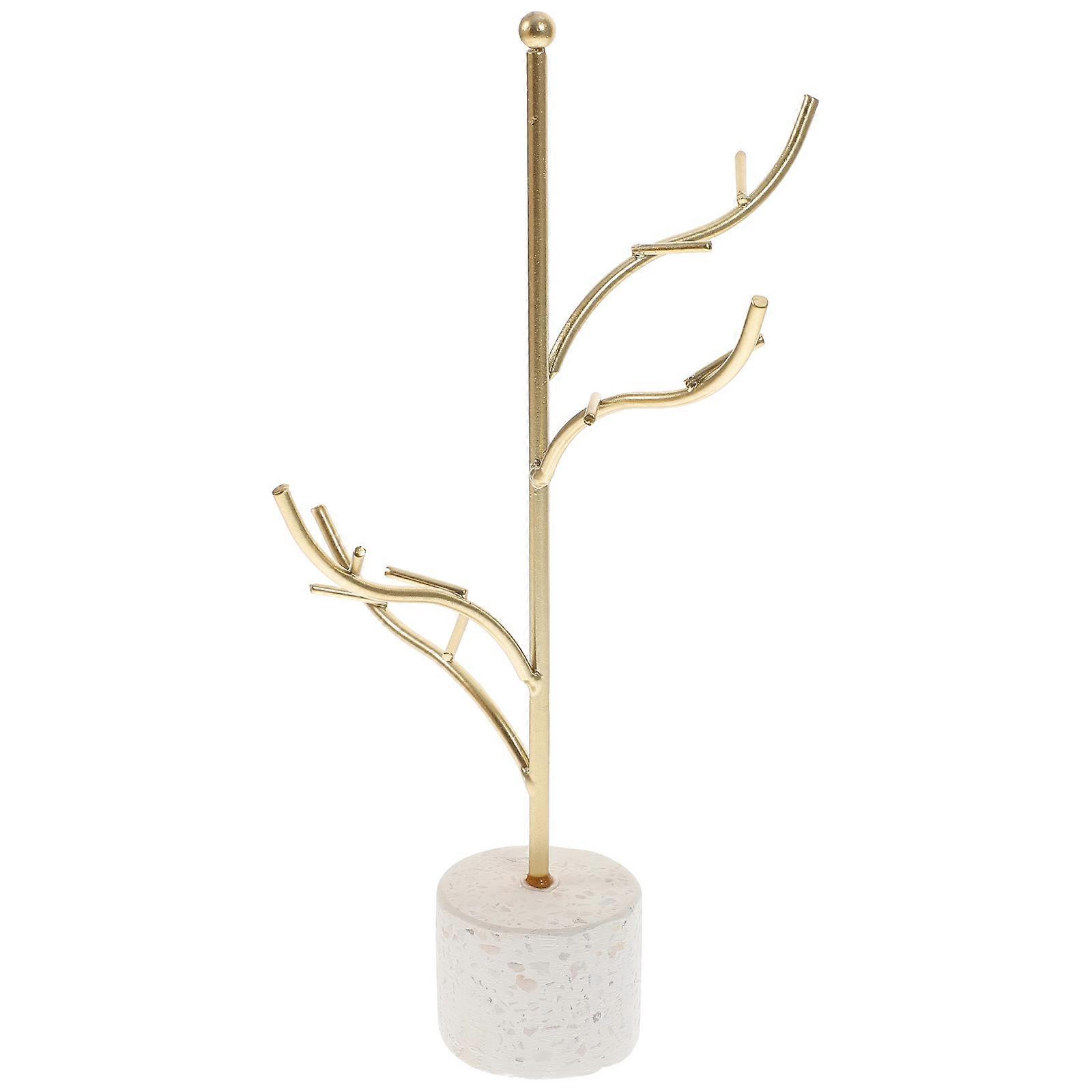 Jewelry Display Stand Home Decor Nordic Style White Terrazzo Base Storage 1Set
