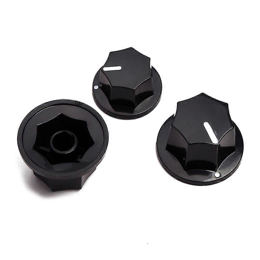 Black Plastic Volume Tone Control Knobs for Guitar Vintage Style with White Indicator Lines 2 Large 1 Small