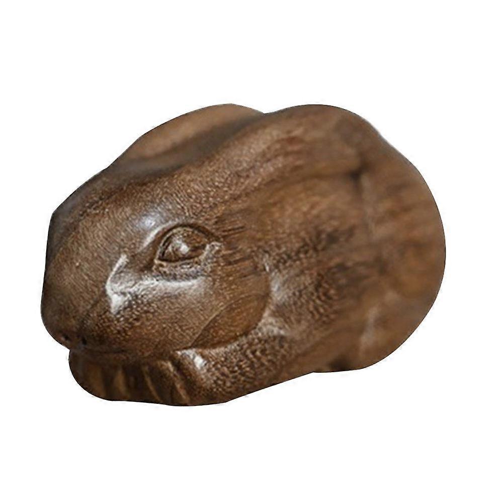 Carved Wood Bunny Figurine Wooden Desktop Decor Adorable Rabbit Table Décor Golden Silk Nanmu Use 2.6×1.4×1.4in 1Set