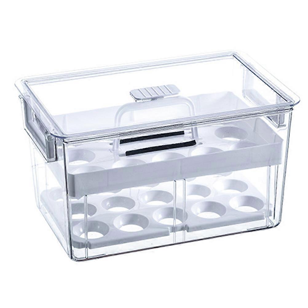 Fridge Egg Storage Bins Egg Storage Containers Holder Detachable Partitions Folding Design 27.8x18x15.5cm Freshness Preservation 1Set