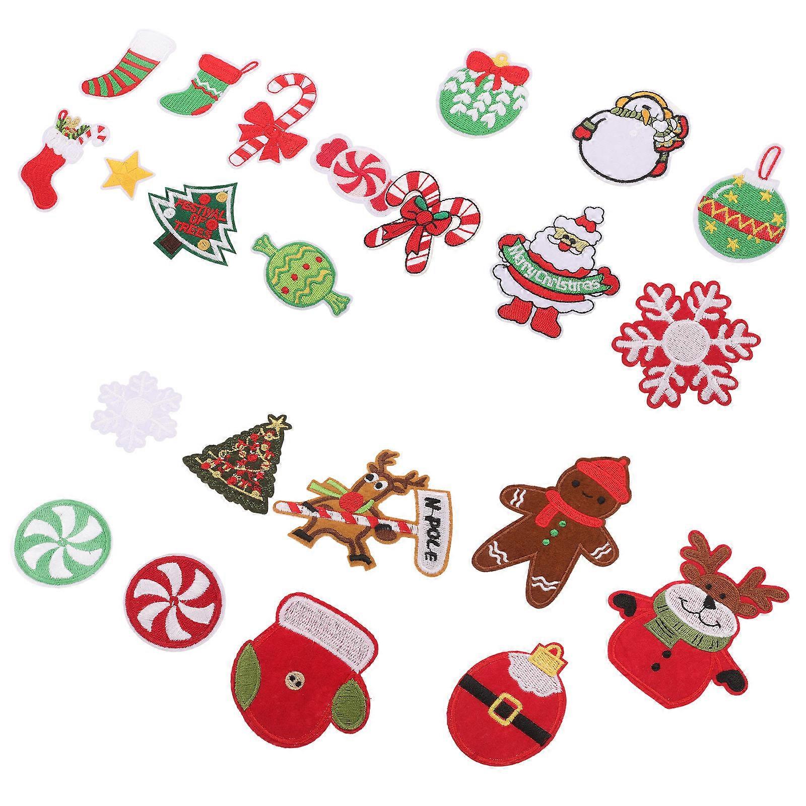 Fabric Christmas Patches 23Pcs Assorted Color Iron on Snowman Appliques for DIY Decoration