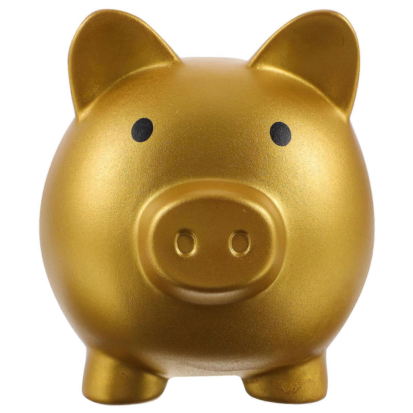 Festive Golden Coin Bank Unbreakable Piggy Bank Practical Design Coin Saving Pot 1Set