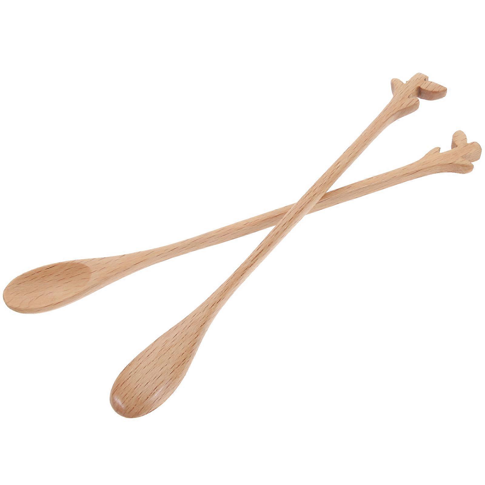 Wooden Mixing Spoon for Home Use and Comfortable with Smooth Surface 2 Pieces