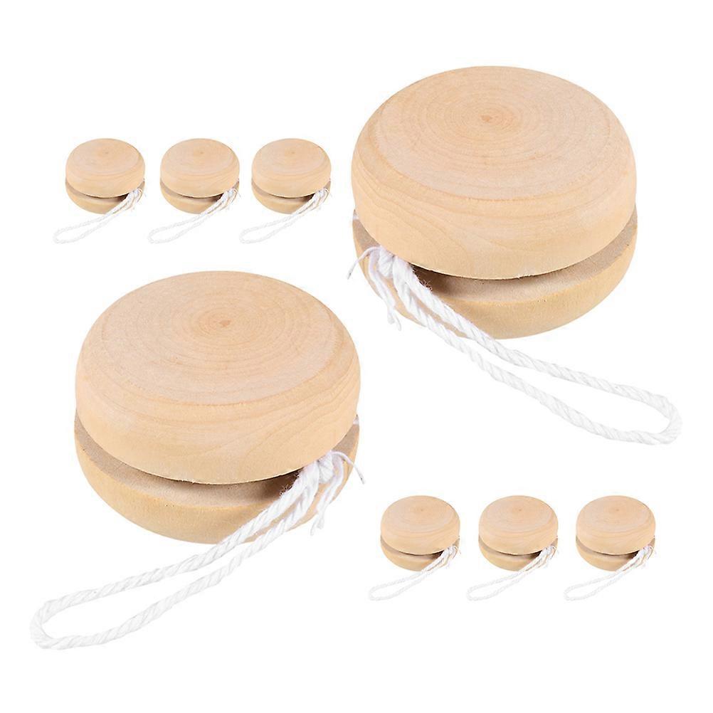 Wooden YoYo Balls for Kids Craft Projects and Painting 8 Pieces Khaki Color Small Size