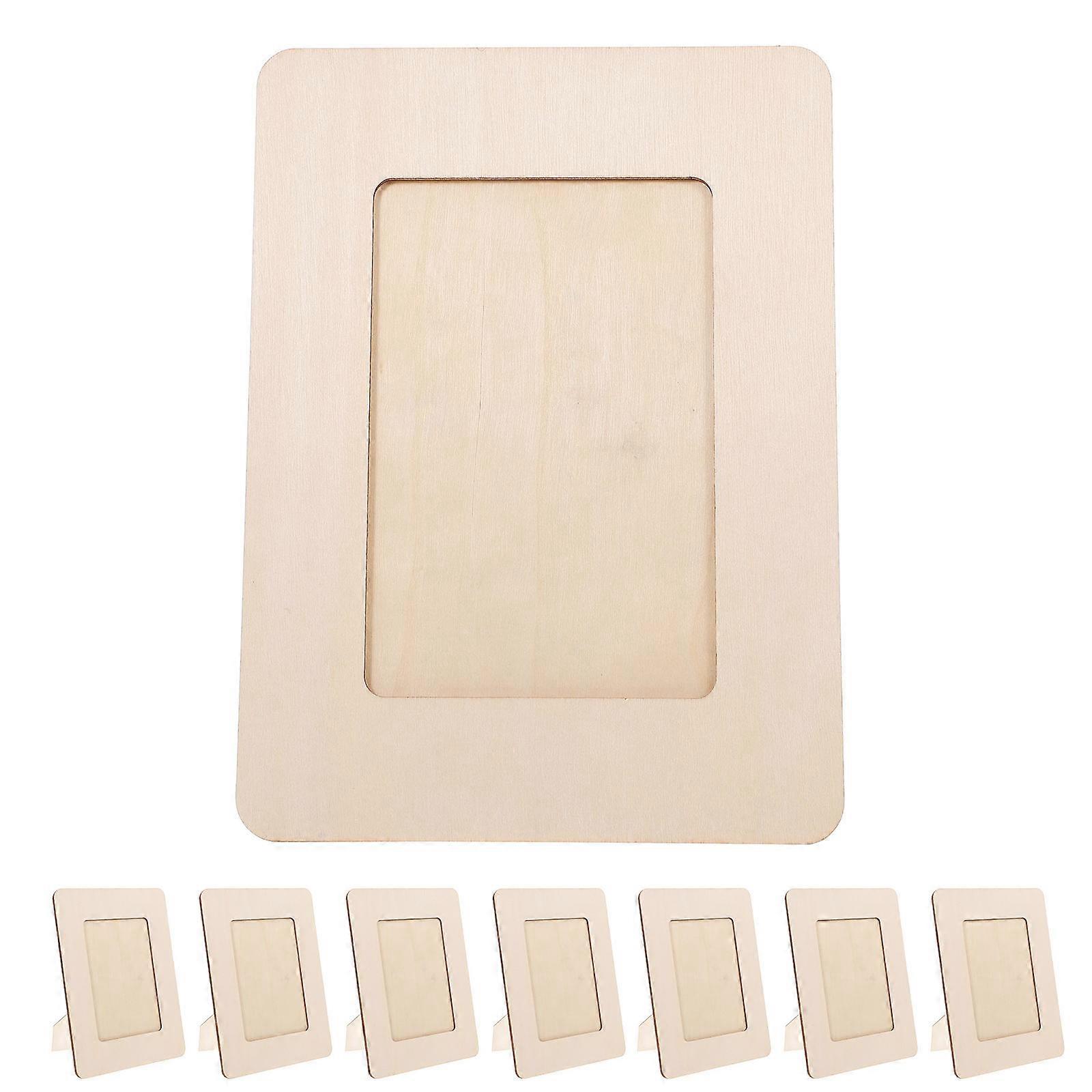 10pcs Unfinished Wood Picture Frames Small DIY Paintable Set for Kids Artwork Display and Crafts
