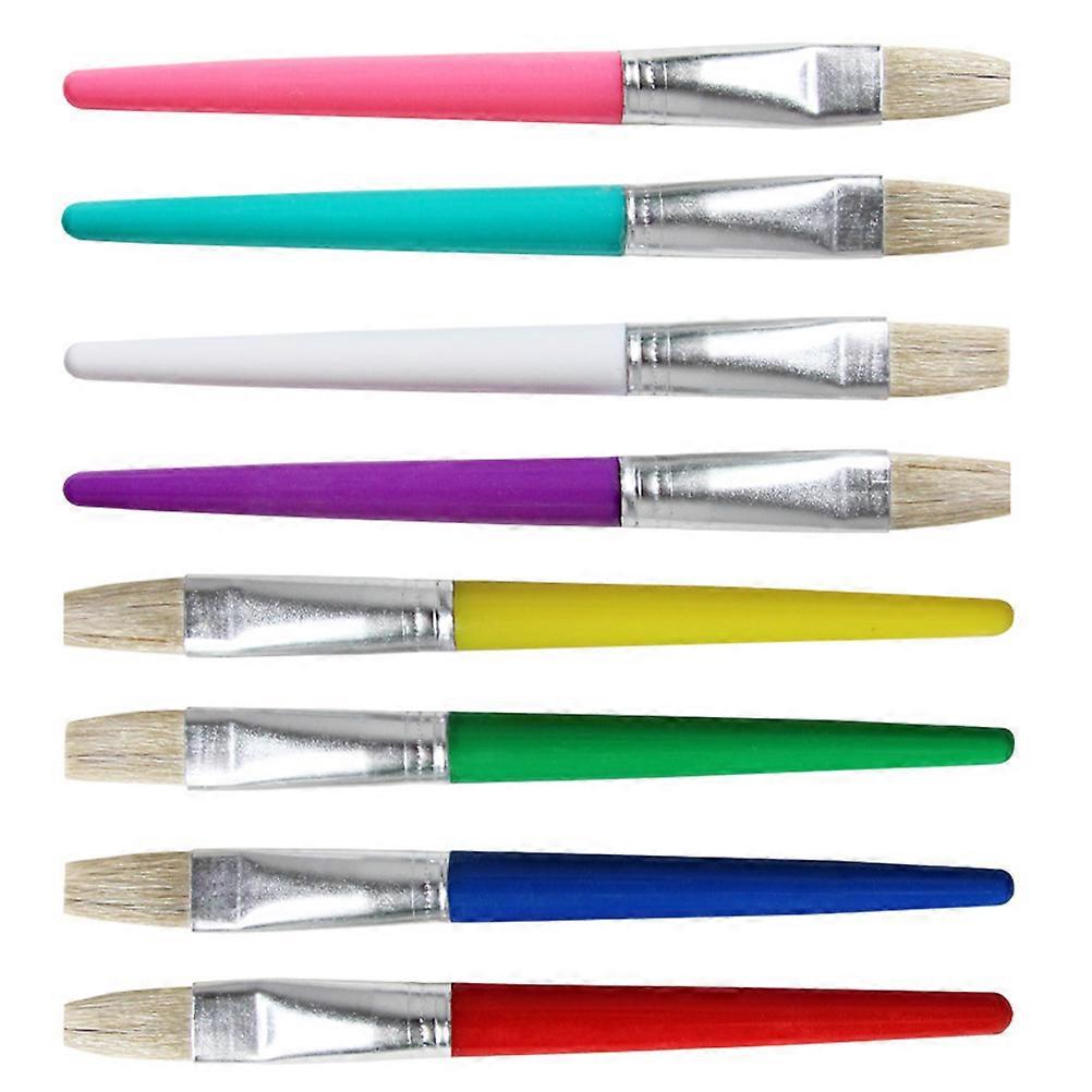 Creative 12pcs Painting Brush Set with Plastic Rod for Art Students Kids Assorted Colors