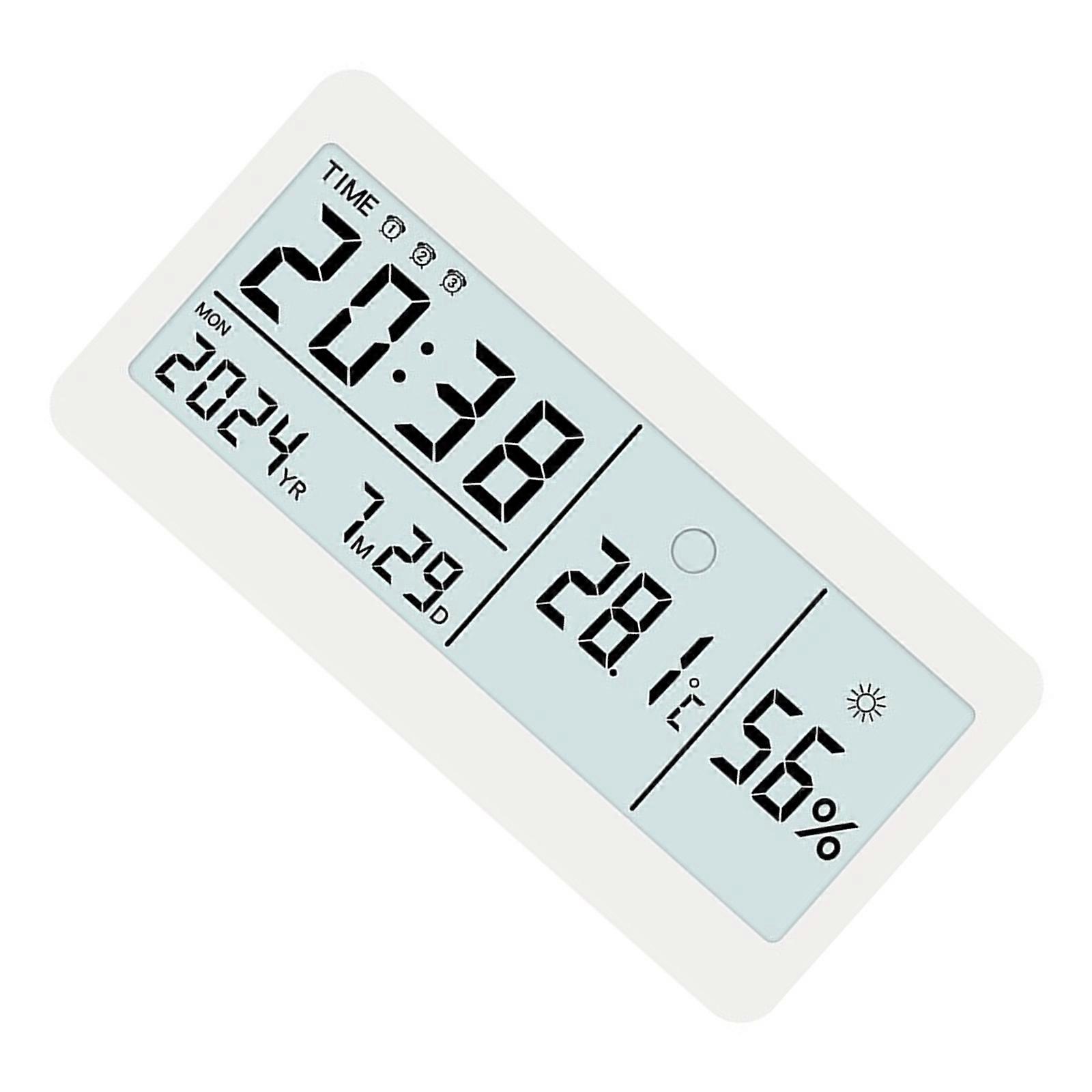 Portable Battery Operated Magnetic LED Display Alarm Clock with Temperature Humidities and Backlight for Bedroom Desk Multicolor