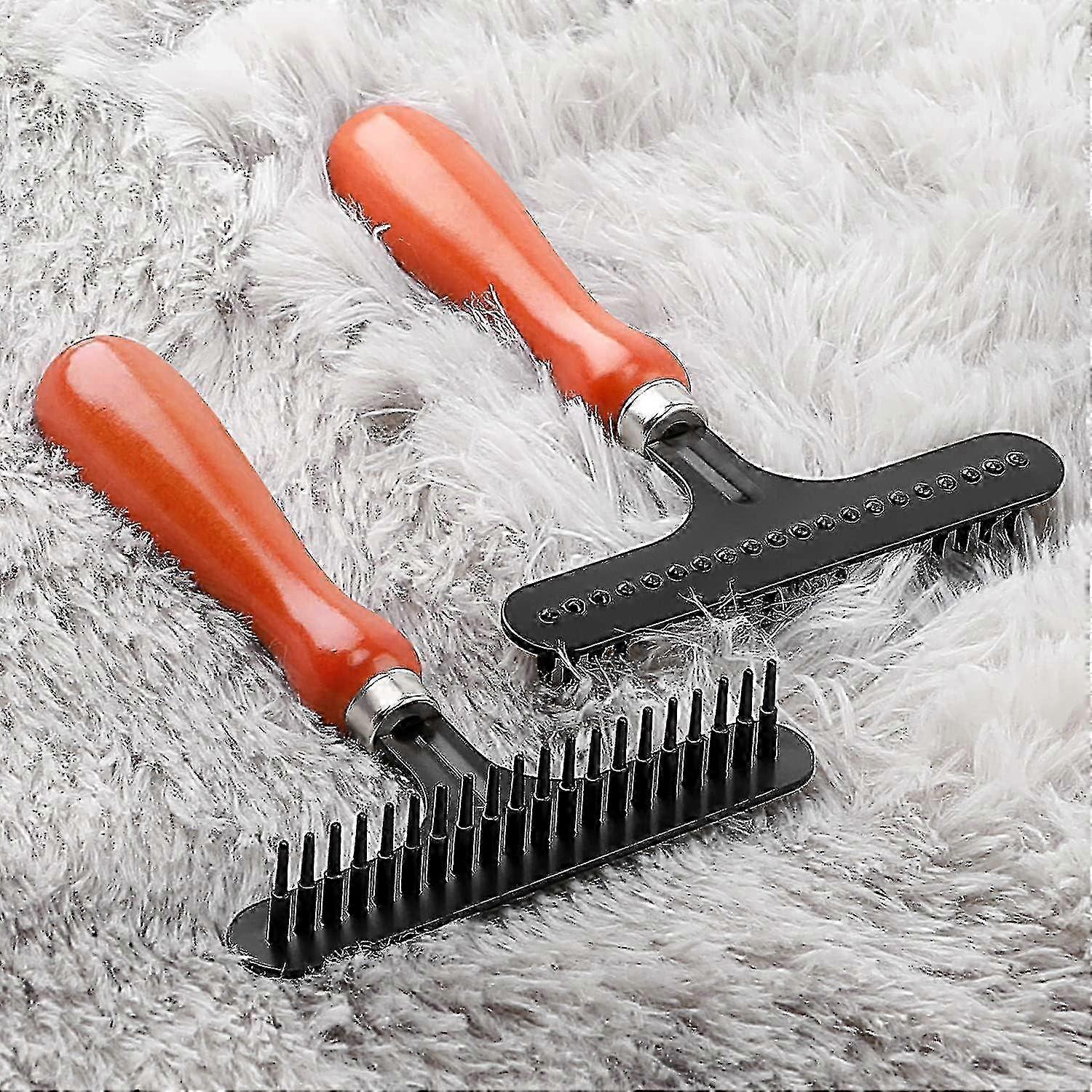 Handheld Carpet Rake for Restoring Fluffiness and Softness, Removes Hair and Debris Efficiently