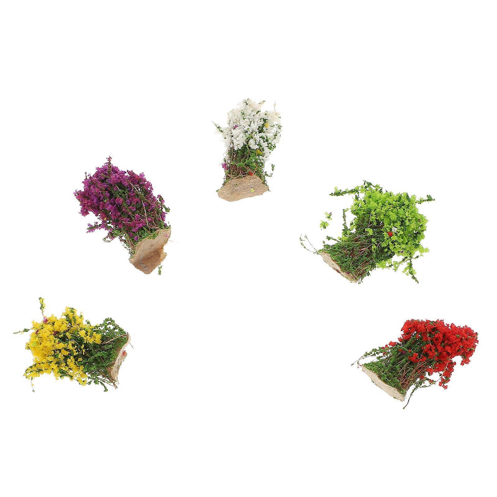 Artificial Mini Shrubs Model Building Ornament 5Pcs Assorted Color Designed For Outdoor Plant Simulation