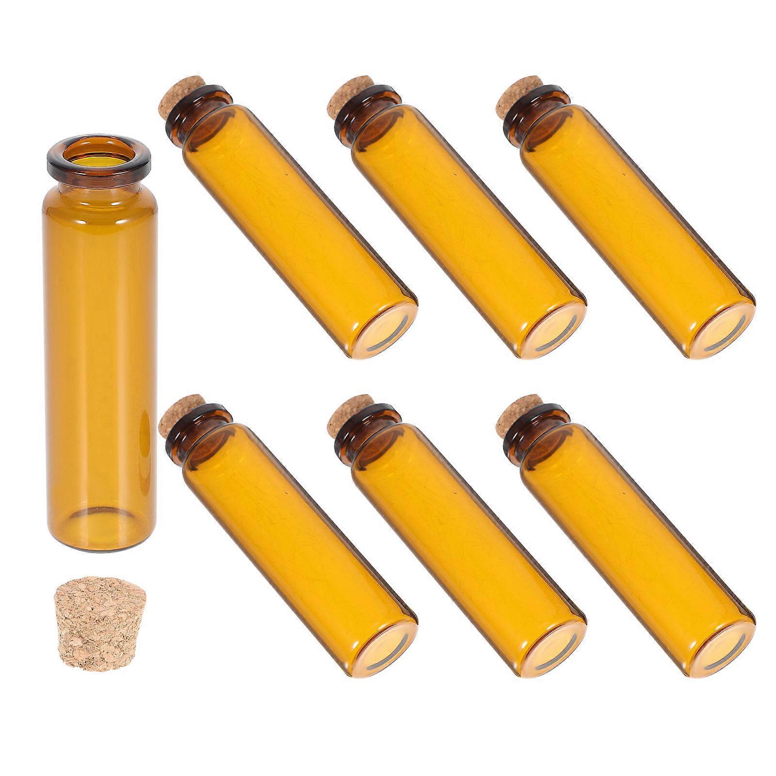 Laboratory Glass Bottles Multi-Use Sample Containers Storage Holder Cylindrical Shape Coffee Color 25Set