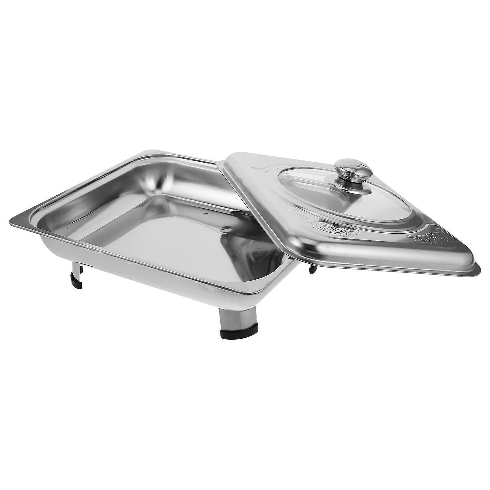 Stainless Steel Buffet Tray for Home Use Silver Serving Tray with Detachable Legs and Secure Lid