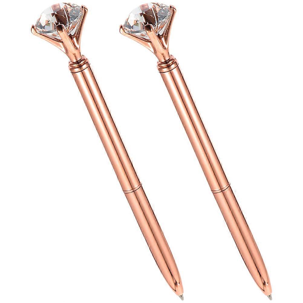 2pcs Creative Rhinestone Ballpoint Pens Unique Decorative Ink Pens Ergonomic Design Comfortable Writing for Office Home Students Professionals