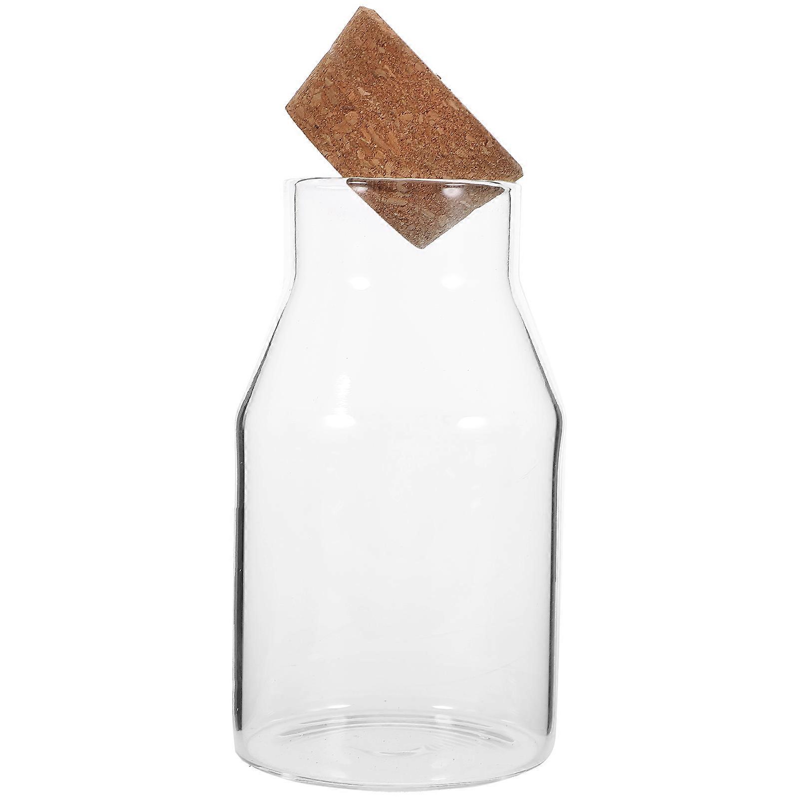 Transparent Glass Storage Jar with Cork Lid for Friends Large Capacity Portable 4.5 inch