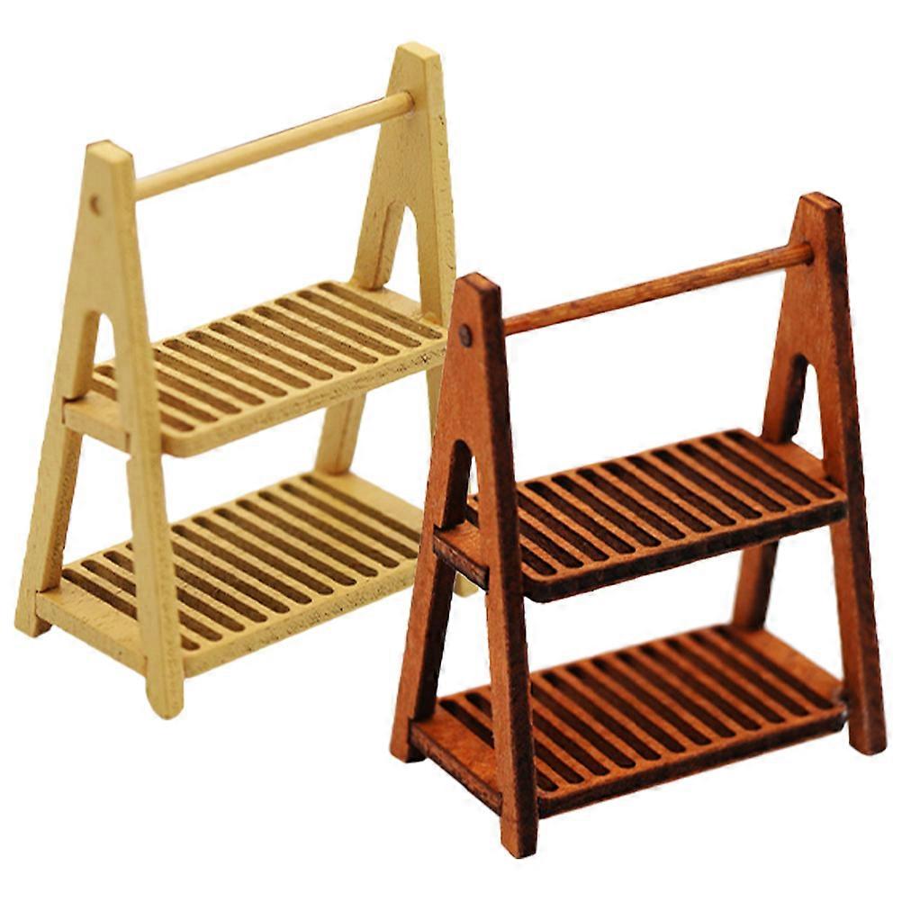 2Pcs Artificial Miniature Toy Mini House Mini House Decor Decorative Mini Bread Stand Model
