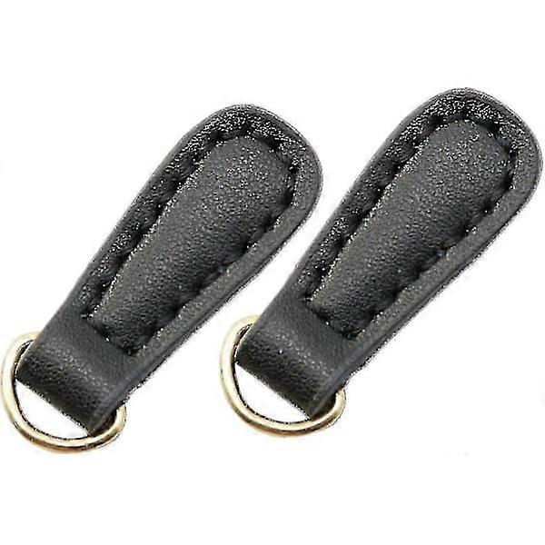 2 pcs Genuine Leather Zipper Pulls Black Drawstrings Cord Zipper Puller Durable Boot Jacket Bag Wallet Accessories-Good