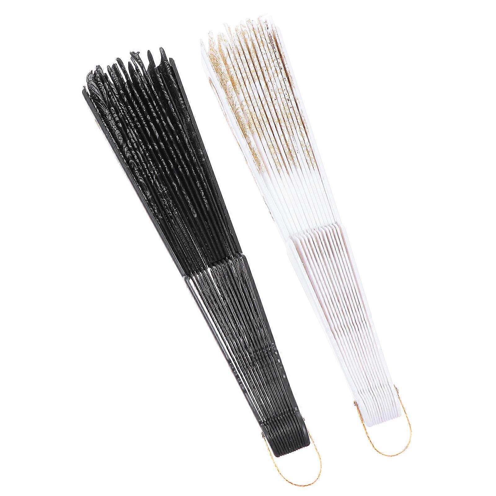 2pcs Folding Fan Chinese Style Handheld Foldable Fan for Dancing Performance Props