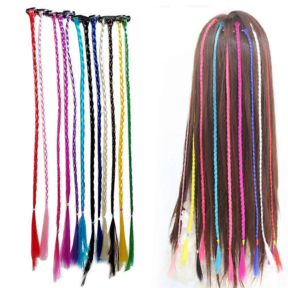 Clip-in Hair Extensions Braid Extensions Assorted Color 17.7×0.6×0.3in Color Addition Daily Dress Up 12Pcs