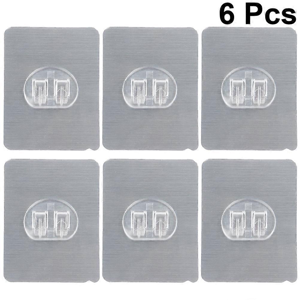 Punch-free Stainless Steel Double Hooks for Wall 6 Pcs Silver Multi-function Coat Hat Towel Rack