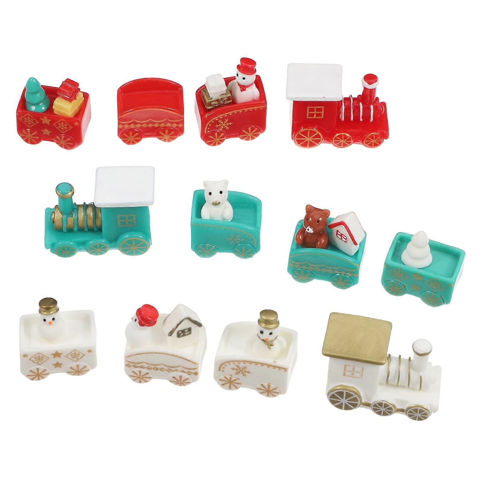 24PCS Christmas Mini Electric Train Set with Snowman Figurines for Holiday Decor – Interactive Polar Express Display for Compact Spaces