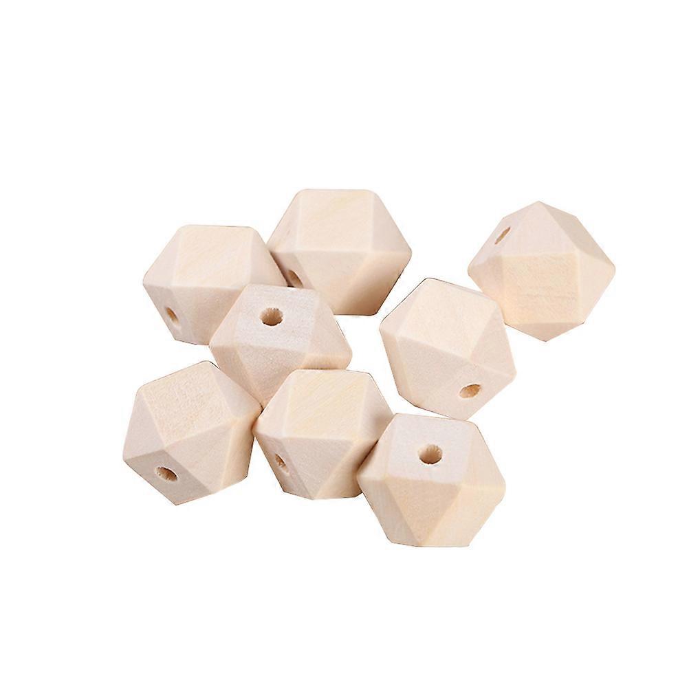 100pcs Natural Color Wooden Beads Octagonal Shape for DIY Jewelry Making Art Craft Project 10mm