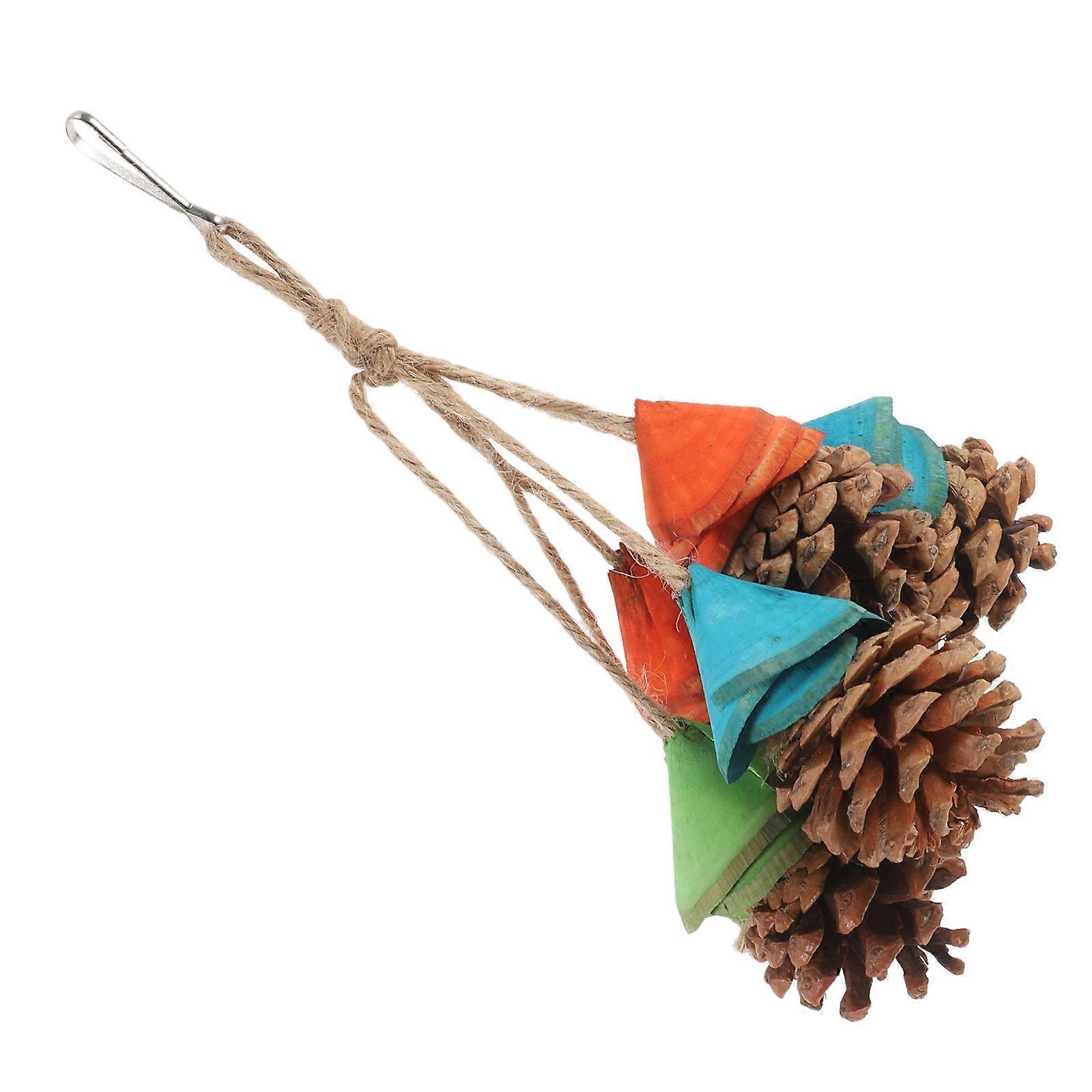 Durable Wood Parrot Chewing Toy for Cage with Colorful Decor Multi Size Fits Most Cages