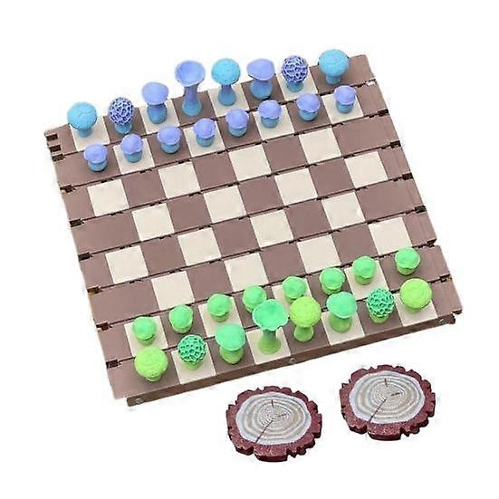 1 Set Magnetic Forest Mushrooms Chess Game with Roll-up Log Chessboard Kids Adults Portable Travel Educational Checker Board Game Toy