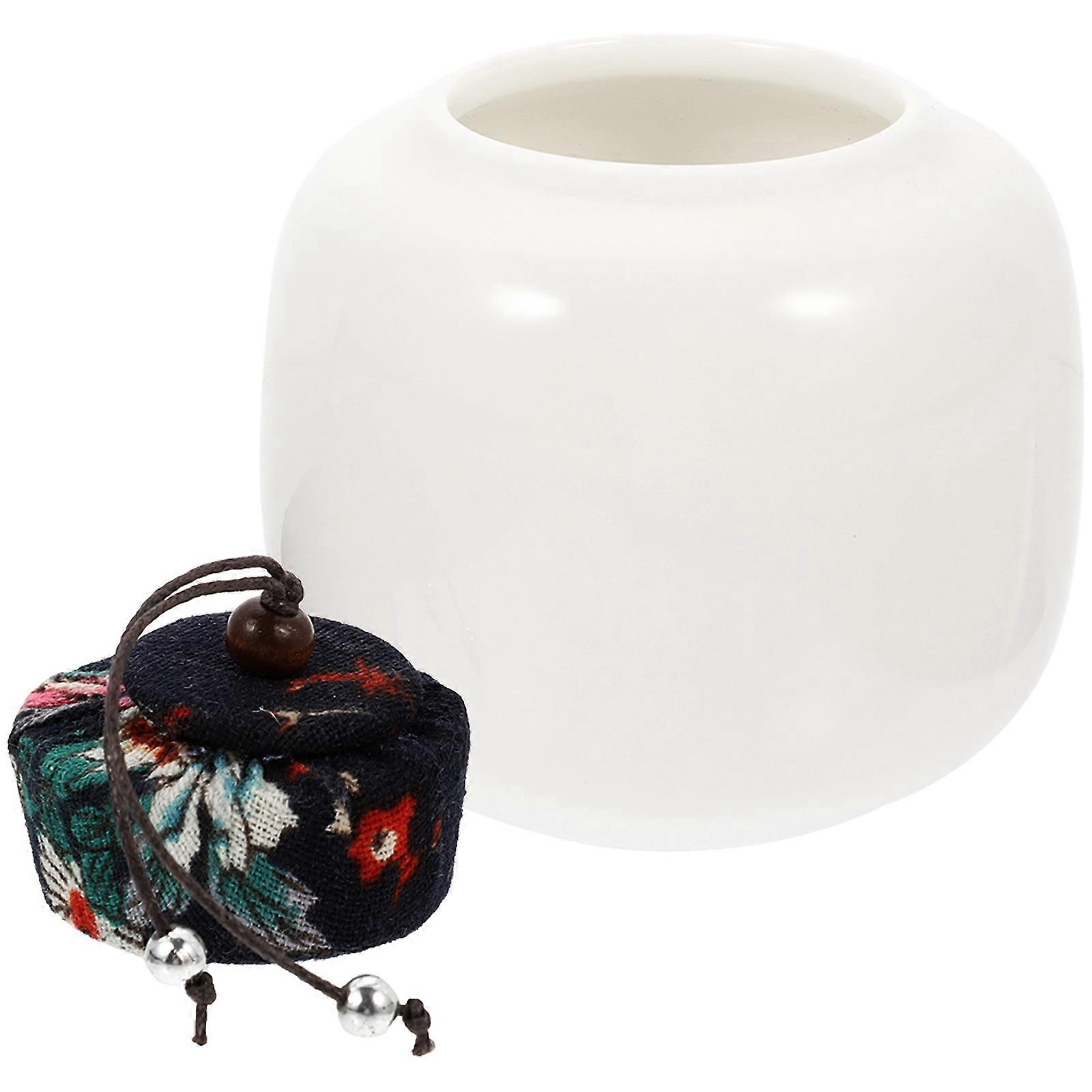 Airtight Ceramic Jar for Loose Tea Storage with Lid White Decorative Home Use 4.33 x 5.12 inches