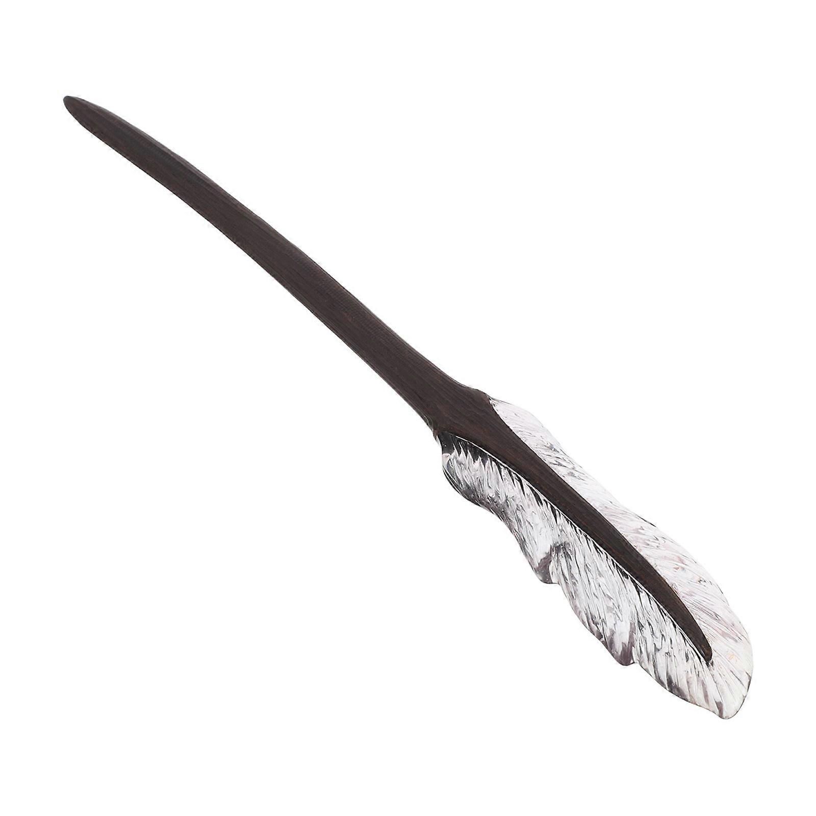 Vintage Purple Wooden Hairpins for Women Elegant Feathered Design Durable Material for Daily Use and Decoration 7 inches