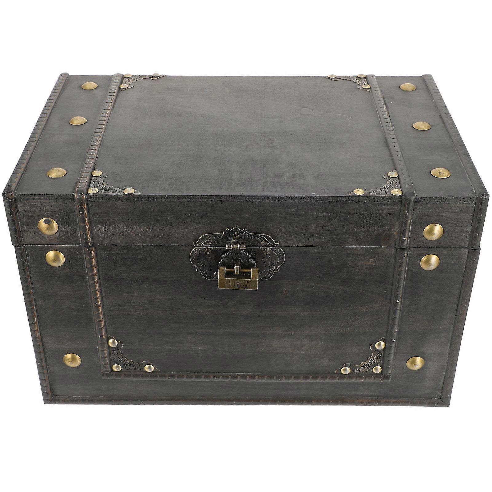 Vintage Grey Treasure Chest for Storage Use Safe and Practical with Lockable Design
