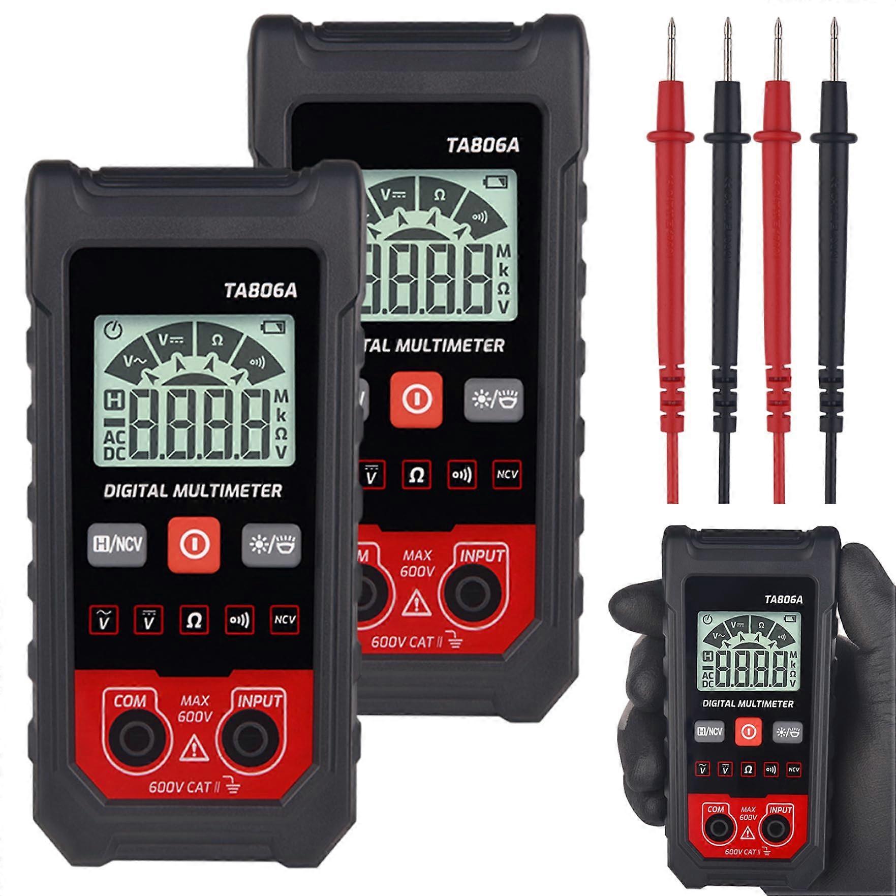 2pcs Digital Multimeter Tester - Portable NCV Smart Multimeter with LED Flashlight, Voltage, Capacity, Temperature, Resistance Measurement