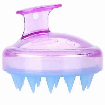 Silicone Shampoo Scalp Shower Bathing Washing Hair Massage Massager Brush Comb Purple