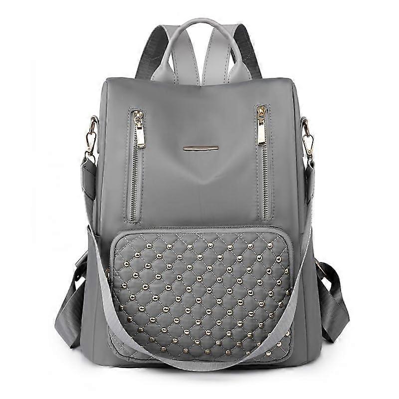 Women Backpack Gray Multi-Function Studded Travel Daypack Shoulder Bag with Adjustable Straps and Durable Material
