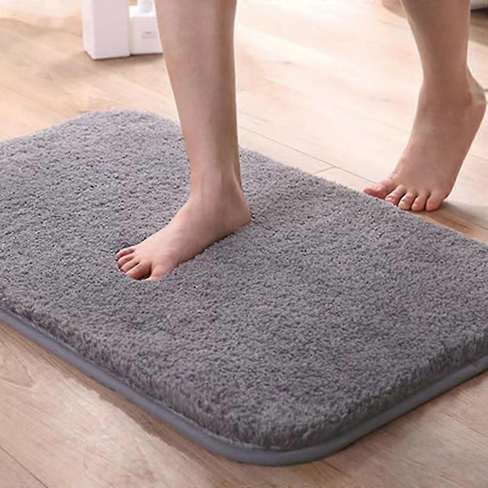 Non-Slip Bath Mat, Gray Bathroom Mat, Soft Absorbent
