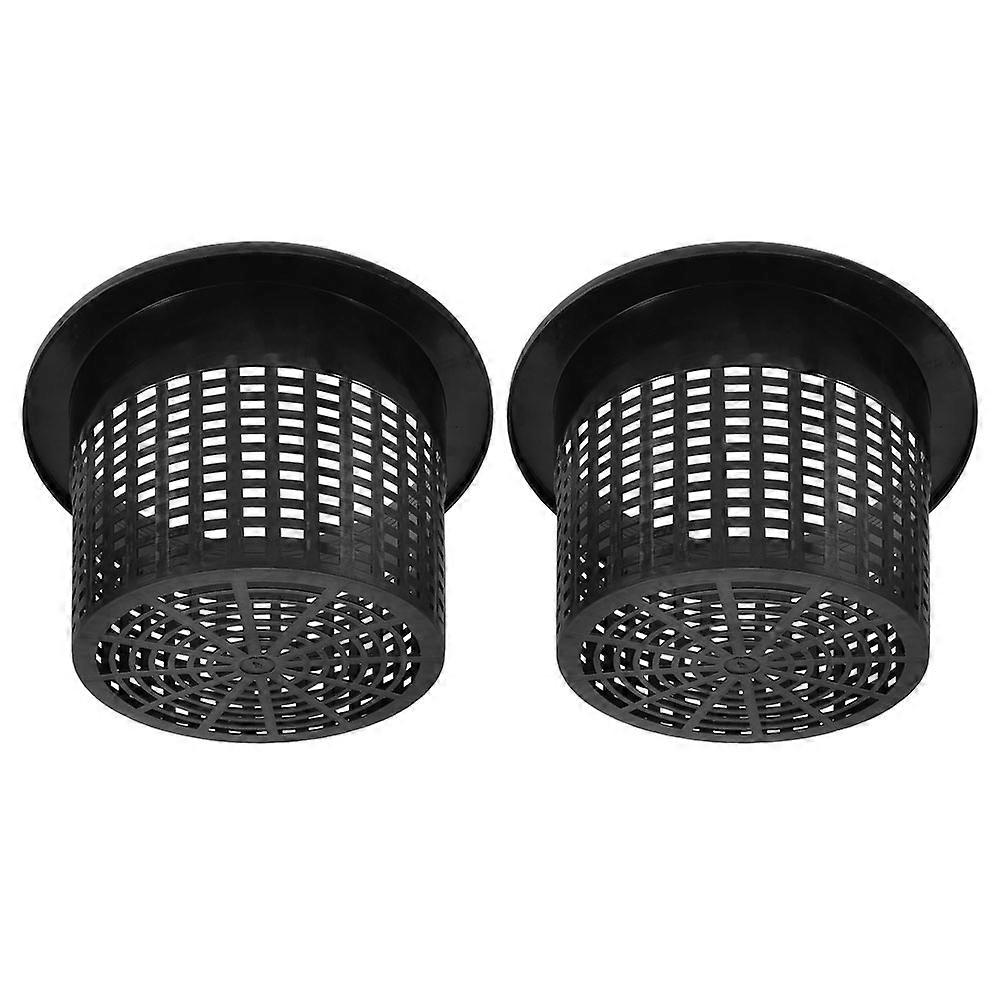 Hydroponic Cups Black Plastic Net Planter with Large Rim for Hydroponic 2Pcs